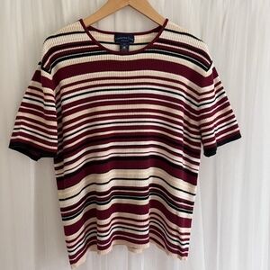 Women's Striped Sweater - Red and Cream